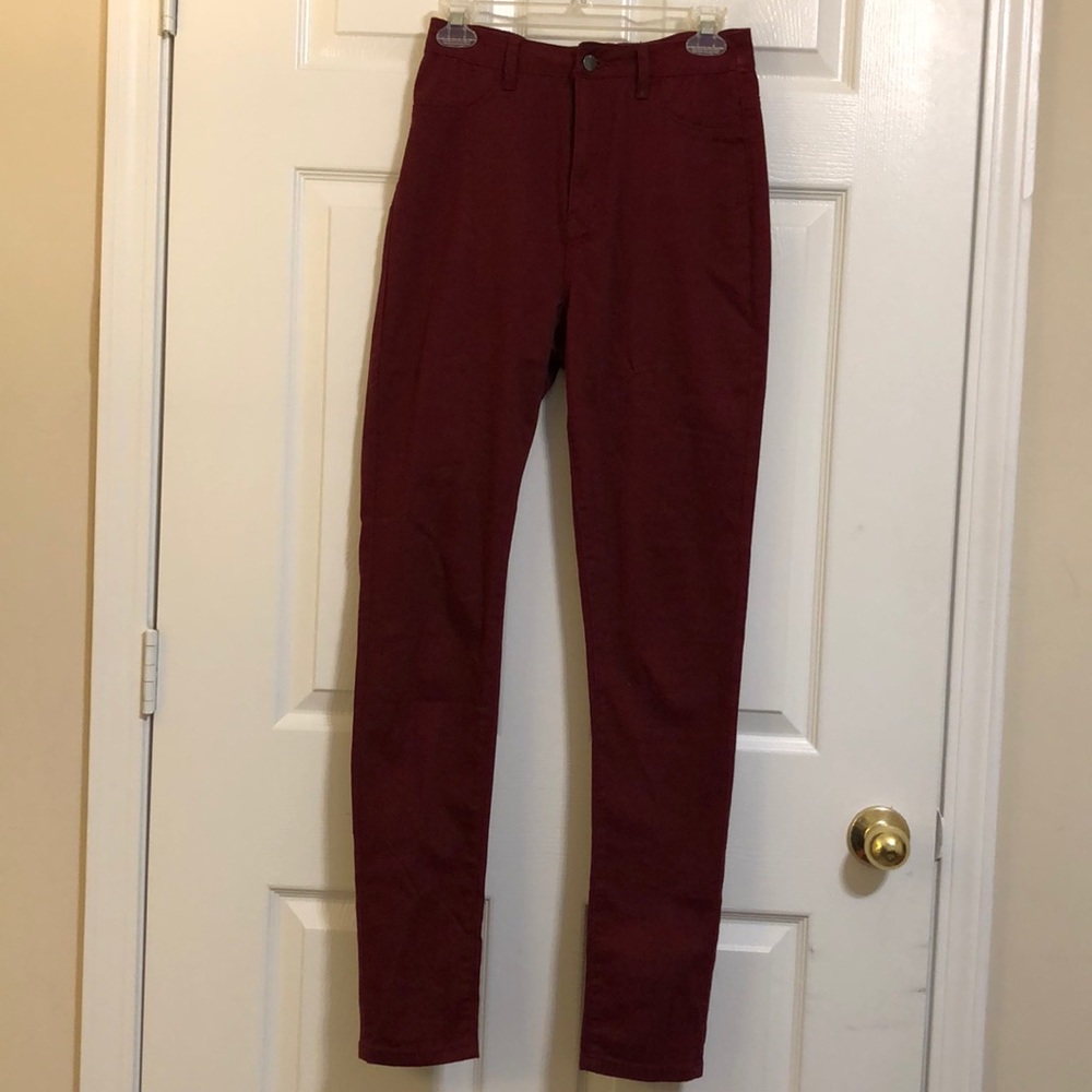 FashionNova Burgundy High Waisted Pants Size 9